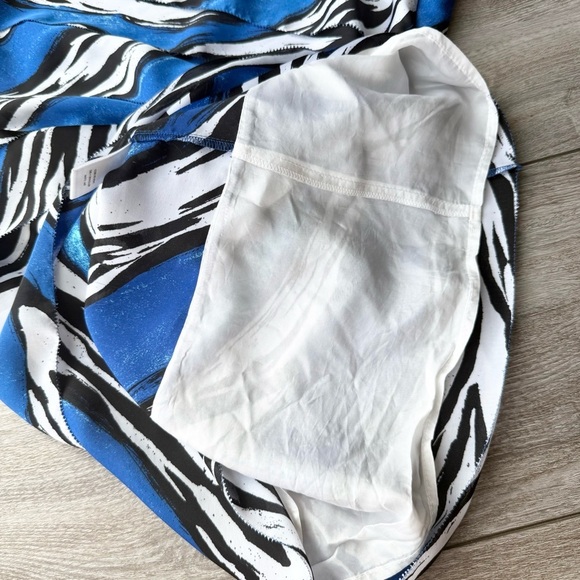 MICHAEL KORS Blue Black White Ruffled Zebra Stripe Sleeveless Dress - Picture 9 of 14